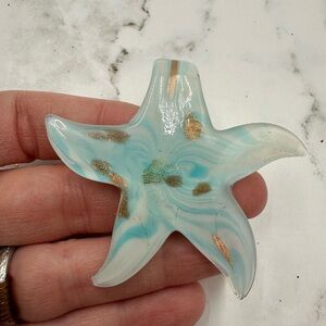 Glass Sculpted Starfish Handpainted Pendant